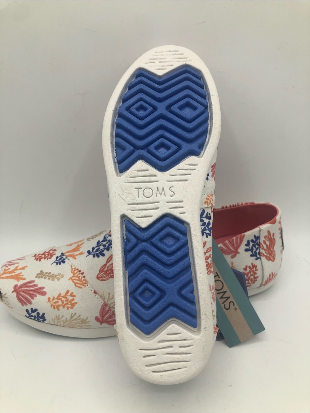 Toms Coral Print Canvas Slip-Ons - White, Pink, Orange, Blue, Tan - Picture 4 of 10